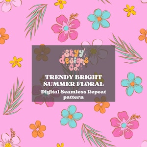 Tropical hibiscus floral seamless pattern for summer, watercolor seamless repeat pattern for fabrics, Digital download Seamless pattern