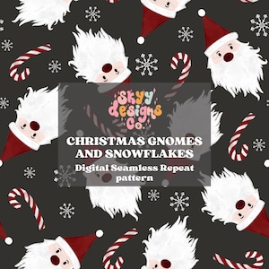 Weihnachts-Gnome digitales Muster für Stoffe und Tapeten, Weihnachts-nahtloses Rapportmuster, Winter-Zwerge digitales Papier