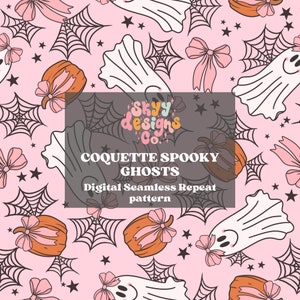 Trendy Halloween Muster Kokette, Halloween Muster digitaler Download, Halloween Geister Schleife Digital Papier, Rapportmuster, Halloween Musterpapier