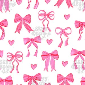 Lazos de San Valentín femeninos y coquetos Patrón sin costuras para telas, Lazos de San Valentín de papel digital, Diseño de patrón sin costuras boho
