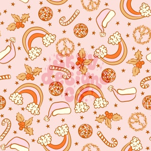 Weihnachten digital nahtlose Muster für Stoffe und Tapeten, Weihnachten Disco nahtlose Muster, digitales Papier Retro Weihnachten Muster