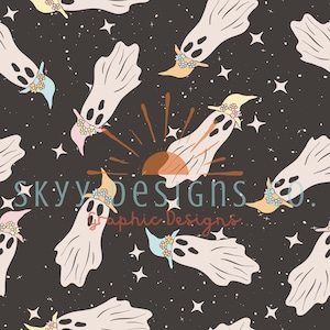 Halloween pastel ghosts digital seamless pattern for Halloween fabrics and surface printing