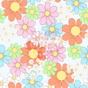 Vintage muted retro floral daisy seamless pattern for retro floral fabric sublimations