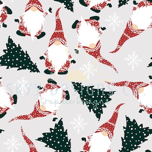 Christmas gnome digital seamless pattern for fabrics and wallpapers, Christmas seamless repeat pattern, winter Gnomes digital paper