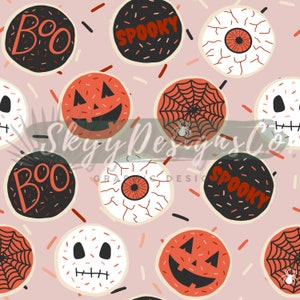 Halloween spooky cookies  digital seamless pattern for fabrics and wallpapers, Halloween cookies seamless pattern, spooky cookies