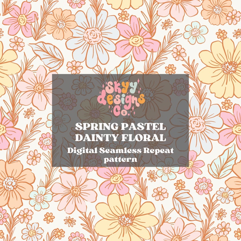 Pastel Spring Floral Seamless Pattern, Bright Flowers Pattern Paper ...