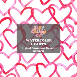 Helle Aquarell Herzen Musterdesign für Valentinstag, helle Herzen digitales Papier sofortiger Download