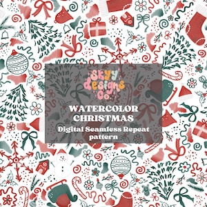 Aquarell Winter Weihnachten floral digitale nahtlose Muster für Stoffe, Urlaub Weihnachten floral digitales Papier, Winter floral nahtlose