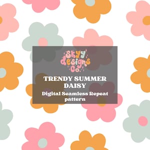 Bright retro summer daisy seamless pattern for retro floral fabric sublimations