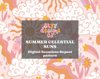 Patrón bohemio celestial de sol y luna sin costuras para primavera y verano, descarga digital de papel femenino