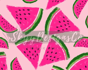 Bright Watermelon Seamless Pattern for Summer, Tropical Fruit Pattern Paper Digital Download