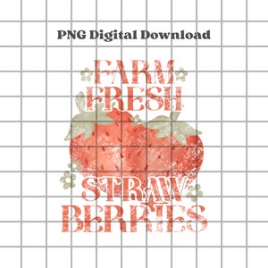 ストロベリー PNG デザイン デジタル ダウンロード、シャツ用 PNG 昇華ファイル、夏のストロベリー ディストレス PNG デザイン ダウンロード、ストロベリー ファーム png