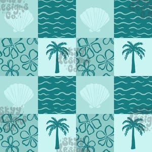 Gender neutral summer patchwork waves seamless pattern for Summer, trendy summer patchwork seamless fabric pattern file