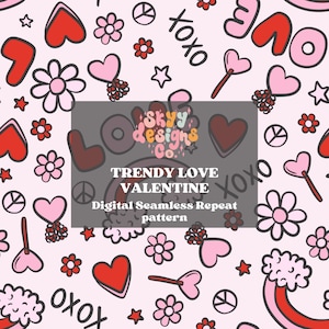 Trendy love valentine  seamless pattern for Valentine's day, retro valentines seamless pattern for fabrics, pattern design file