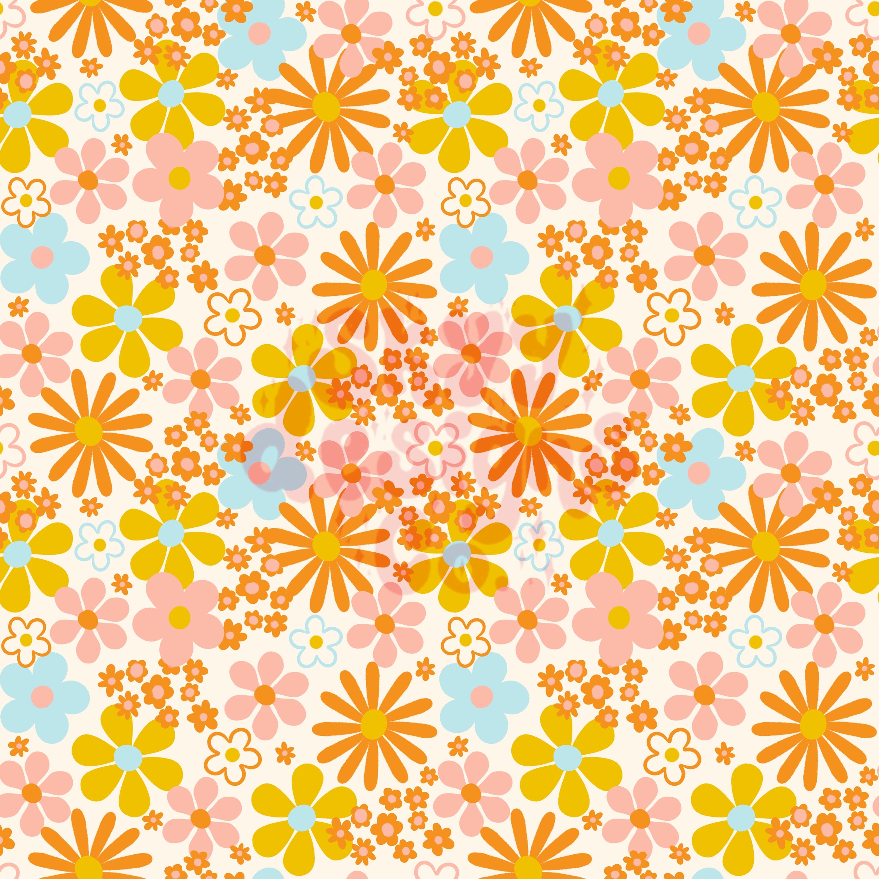 Groovy Retro Summer Daisy Seamless Pattern for Retro Floral Fabric ...