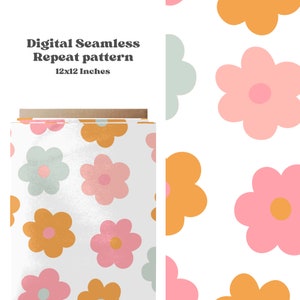 Bright Retro Summer Daisy Seamless Pattern for Retro Floral Fabric ...
