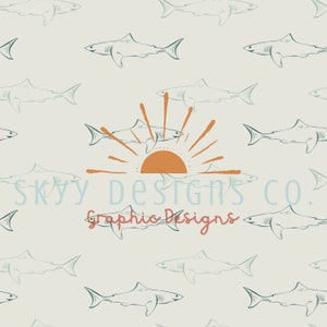 Gender neutral nautical sharks seamless pattern for Summer, Ocean animals seamless repeat pattern for fabrics