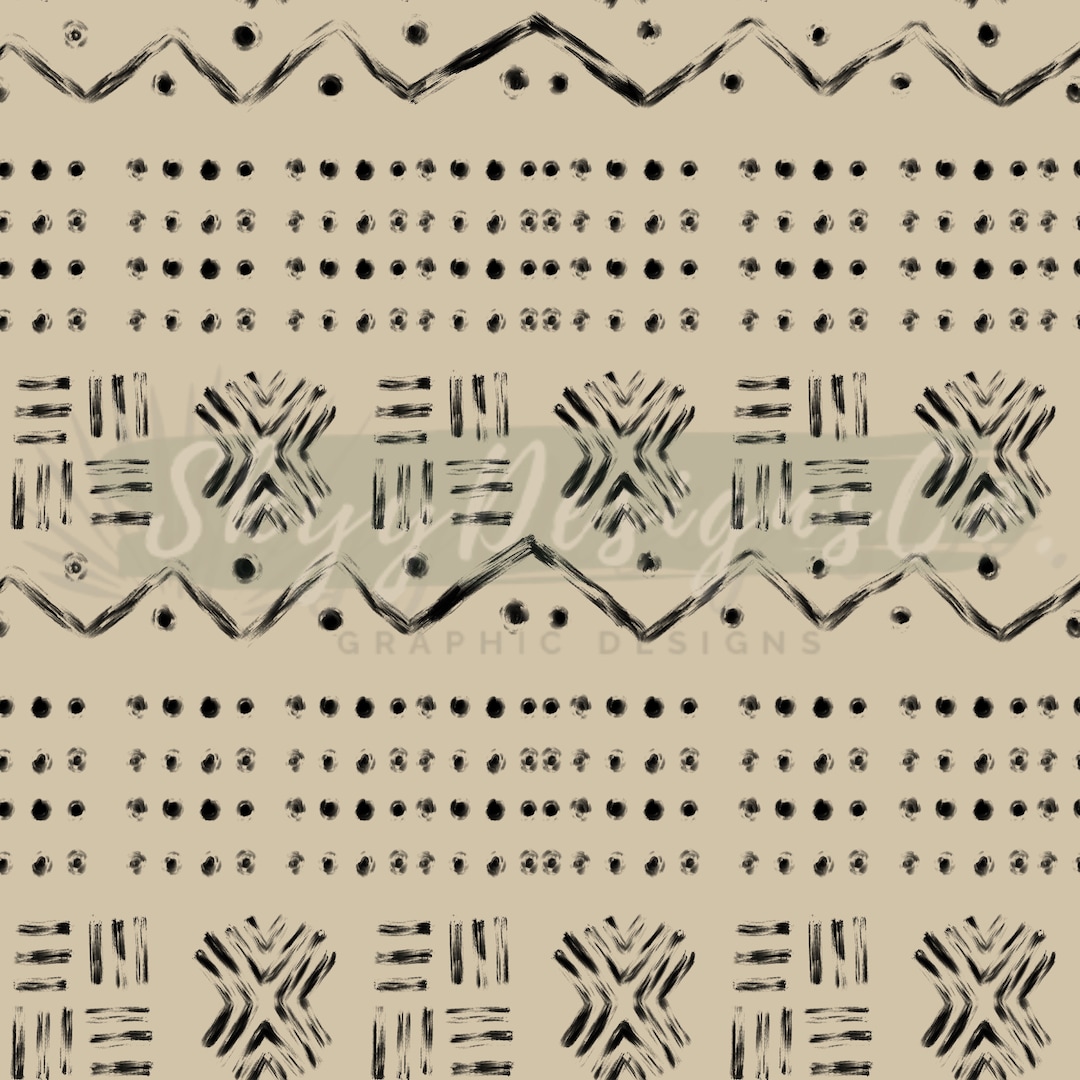 Beige Boho Tribal Markings Digital Seamless Pattern for Fabrics and ...