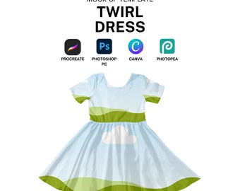 T Shirt Dress Realistic Mockup Template for Procreate, Canva, Photoshop Digital Download