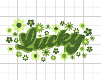 Retro Blumen Lucky PNG, St. Patricks Day T-Shirt Design Digital Download