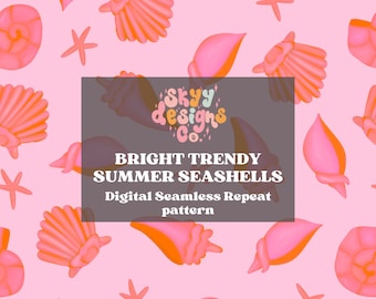 Trendy pastel beach seashells seamless pattern for summer, Boho summer seamless pattern for fabrics