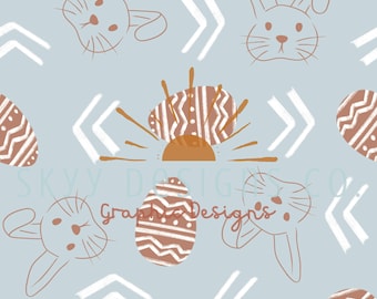 Boys Minimal Bunny Seamless Pattern for Easter Digital Download