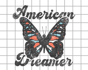 USA fjäril PNG, flickig 4 juli T-shirtdesign digital nedladdning