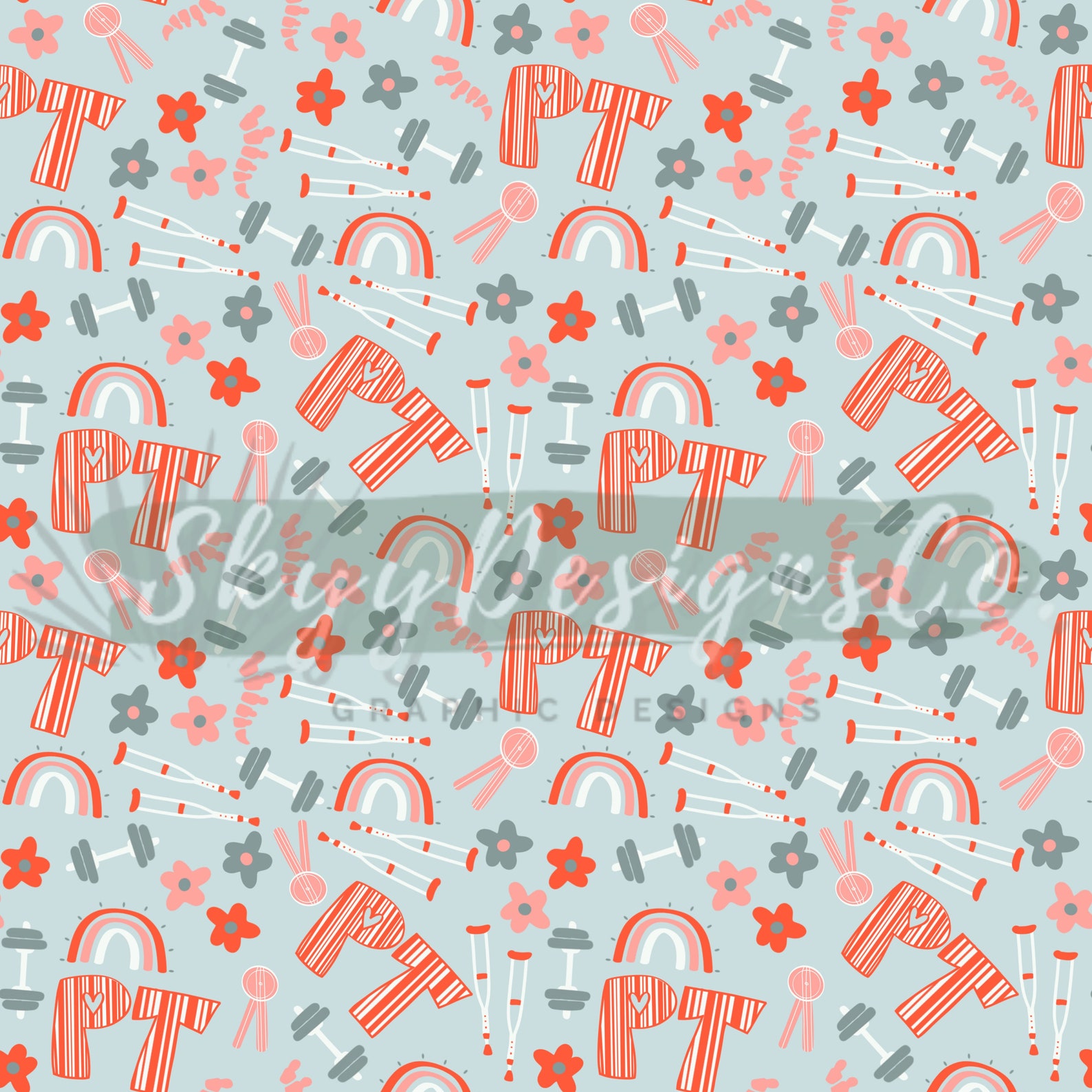 P T Pattern Physical Therapy Seamless Pattern for Medical, PT Pattern Paper Digital ...