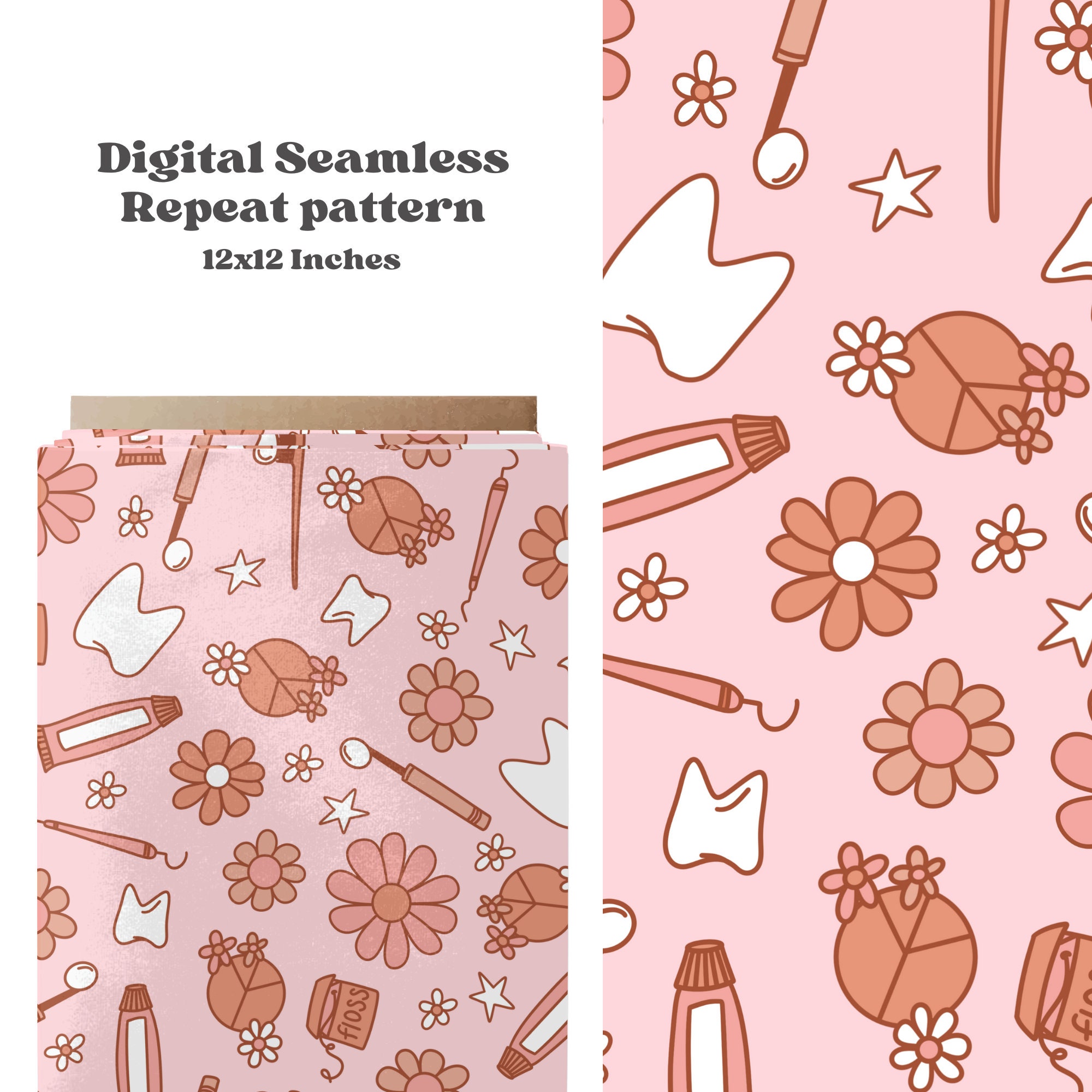 Trendy Tooth Seamless Pattern for Dentist, Medical Pattern Paper ...