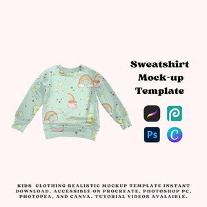 sweatshirt realistic mock-up template for procreate photoshop and canva, Your design here mock-up template, Seamless pattern mock-up
