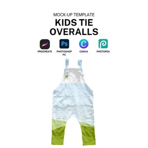 Kids Tie Overall Mockup Template for Procreate, Canva, Photoshop Digital Download