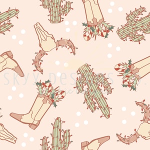 Boho western Christmas digital seamless pattern for Christmas fabrics and Surface printing