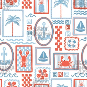 Boys Beach patchwork seamless pattern for Summer,Boys Summer nautical pattern design, Commercial use, Girly summer seamless paper