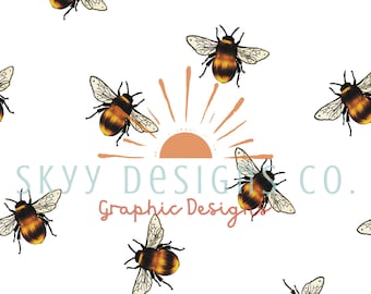 マルハナバチのシームレスパターン、男女兼用春のパターンペーパー デジタルダウンロード