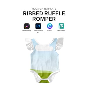 Kids Ruffle Romper Realistic Mockup Template for Procreate, Canva, Photoshop Digital Download