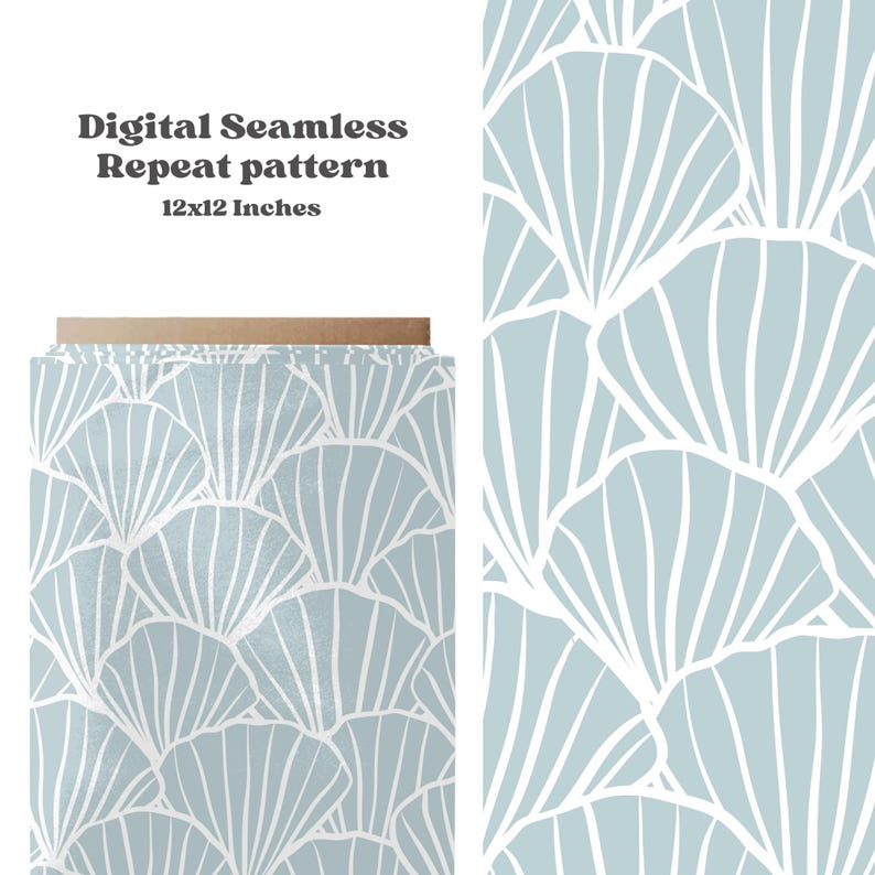 Blue Repeating Patterns Shell Blue Seashells Seamless Pattern for Summer, Abstract Nautical Pattern ...