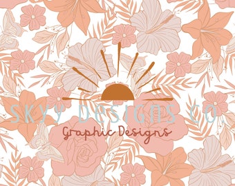 Patrón floral pastel sin costuras para el verano, descarga digital de papel con estampado de flores suaves