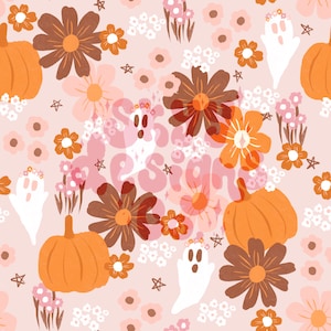 boho Halloween spooky ghosts digital seamless pattern for fabrics and wallpapers, Boho spooky seamless pattern file for fabrics