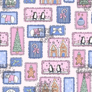 Ramki na stemple w stylu Preppy Winter, bezszwowy wzór, papier z wzorem patchworkowym na święta, pobieranie cyfrowe