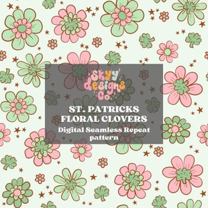Lucky floral seamless pattern for St. Patrick’s day, st Patrick’s floral seamless pattern for fabrics, Digital download repeat pattern