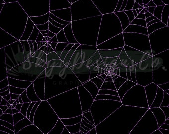 Glitter Spiderweb Seamless Pattern for Halloween, Girly Spooky Pattern Paper Digital Download