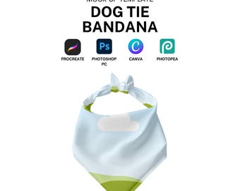 Dog Bandana Realistic Mockup Template for Procreate, Photoshop, Canva Digital Download