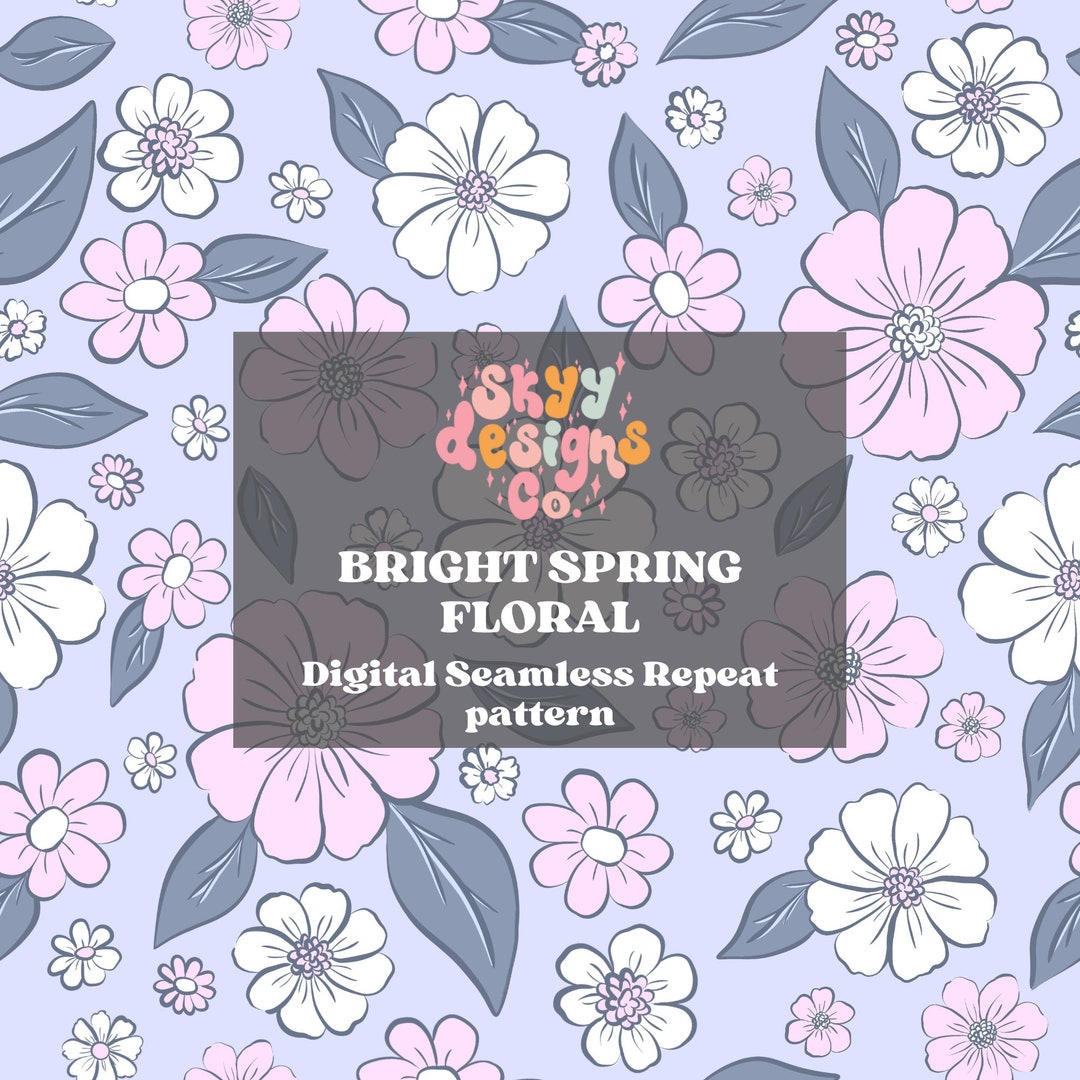 Pastel Spring Floral Seamless Pattern, Purple Flowers Pattern Paper ...
