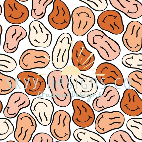 Trippy Smiley Faces Digital Seamless Pattern For Fabrics And Etsy