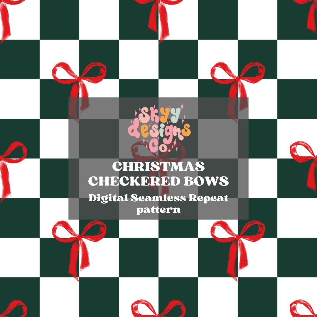 Checkared Pattern Bow Traditional Checkered Bow Seamless Pattern for Christmas, Retro Winter ...