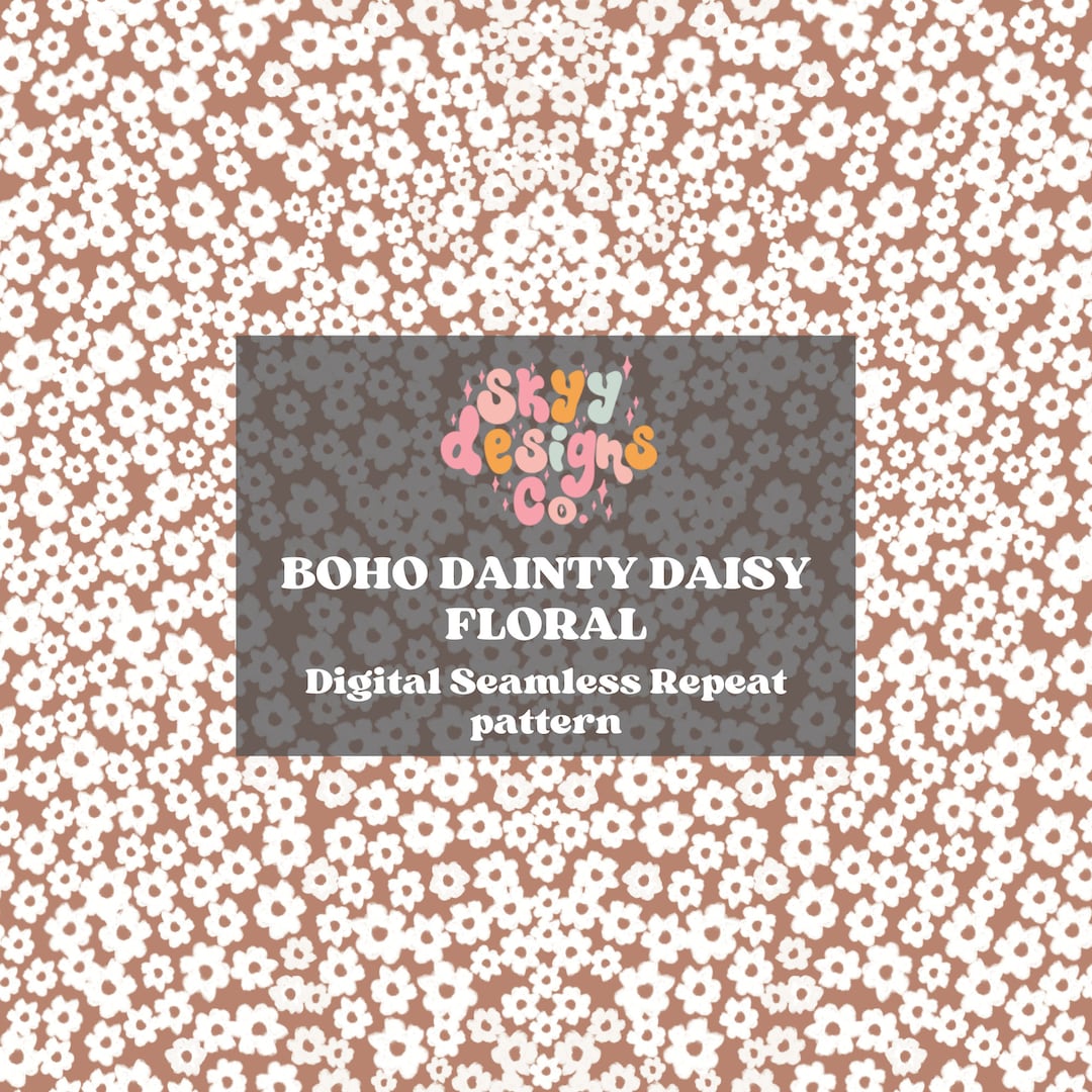 Boho Small Dainty Daisy Floral Seamless Pattern Digital Download Design ...