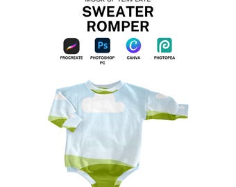 Kids Sweater Romper Mockup Template for Procreate, Canva, Photoshop Digital Download