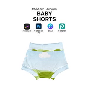 Kids Shorts Realistic Mock-Up Template for Procreate, Photoshop, Canva Digital Download