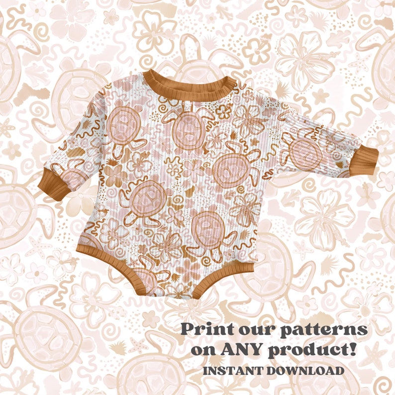 Boho Neutral Watercolor Sea Turtles Digital Seamless Pattern for ...