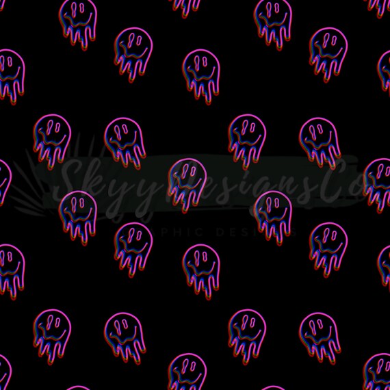 Trippy Smiley Faces Digital Seamless Pattern For Fabrics And Etsy Ireland